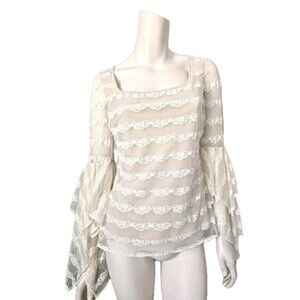 Unique! NWT ANNE FONTAINE Ivory Lace Blouse Shirt Top 42 US 10